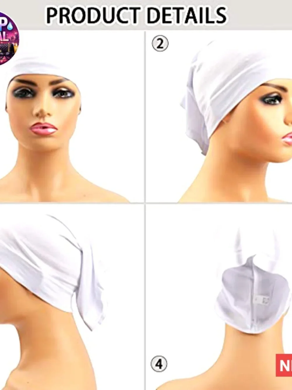 Spandex Hijab Under Caps, 12-Pack Unisex Stretch Head Wraps